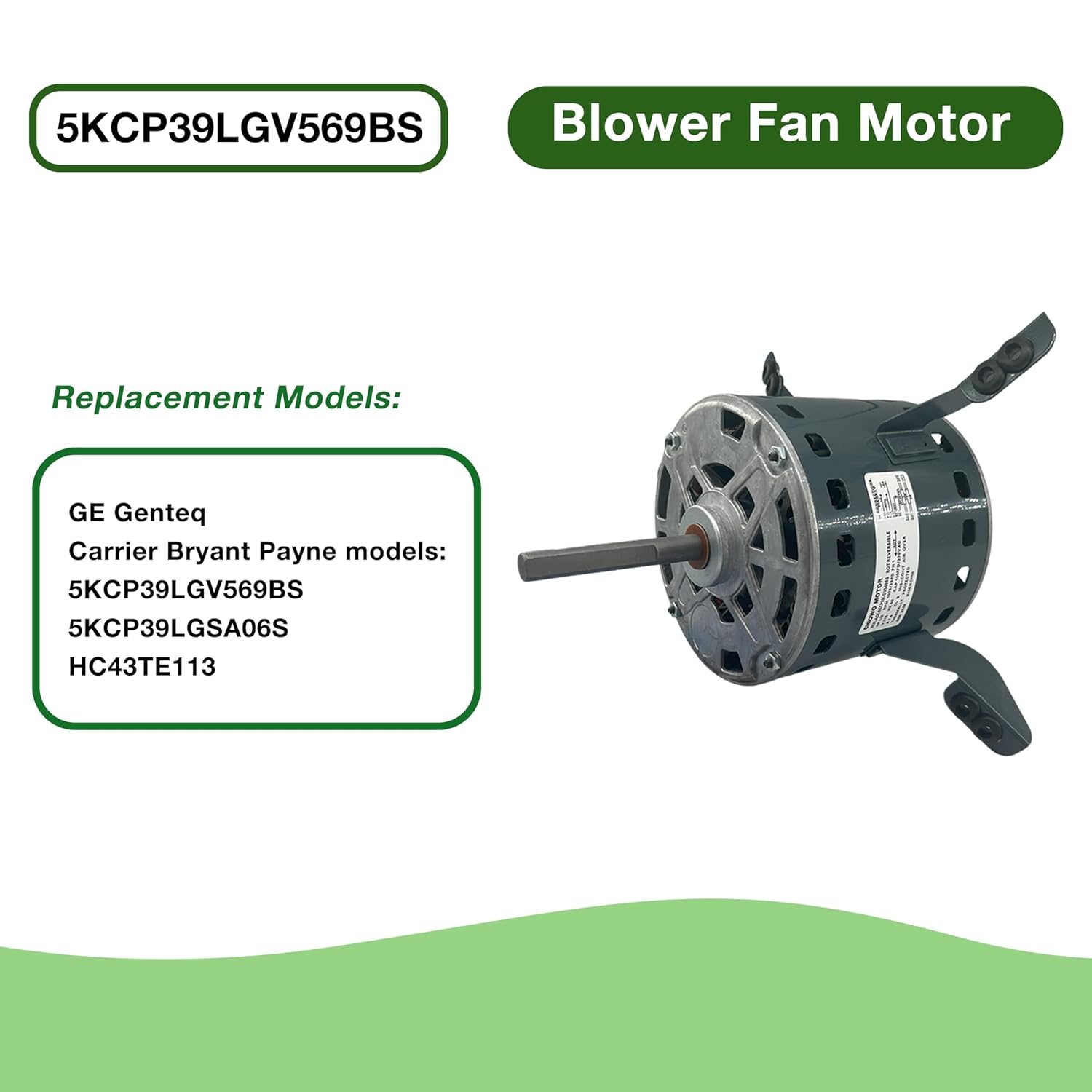 5KCP39LGV569BS Blower Fan Motor 1/2HP 115V 7.9A 1075RPM 3-Speeds Compatible with Carrier Bryant Payne Furnace Replaces GE Genteq 5KCP39LGSA06S HC43TE113