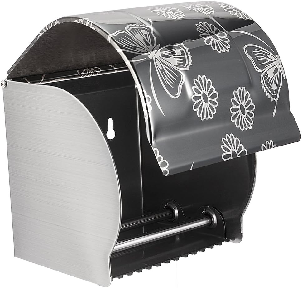 120mmx118mmx123mm Stainless Home hardware Steel Polished Finish Wall-Mounted Toilet Paper Holder w Cover Model:43as231qo304