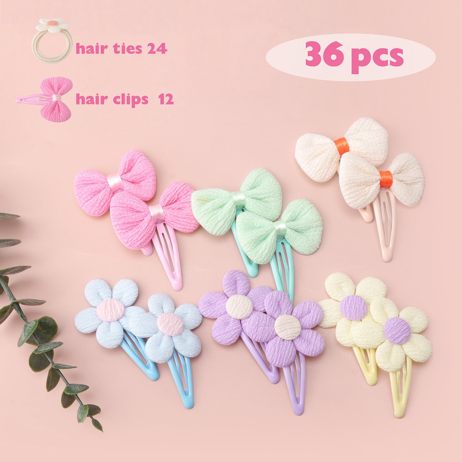 DRESHOW Accessoires de Cheveux pour les Filles Doux Sans Couture arcs et Fleurs Mignon Pinces à Cheveux Bandeau Élastique pour Queue de Cheval pour Tout-petits Nourrissons