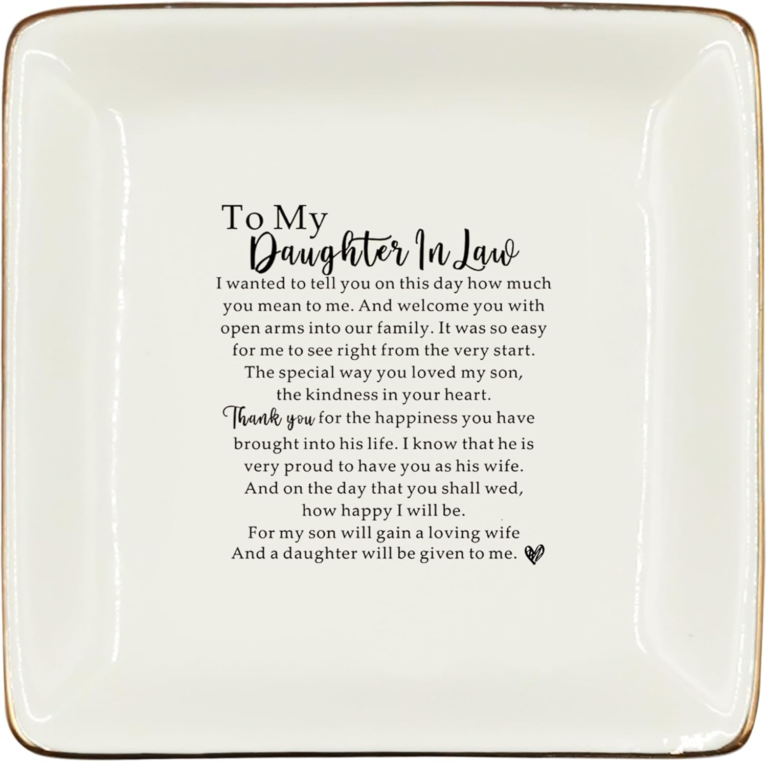 Heart Ring Tray For Mother In Law - 304 Stainless Steel Jewelry Dish With Laser Engraving