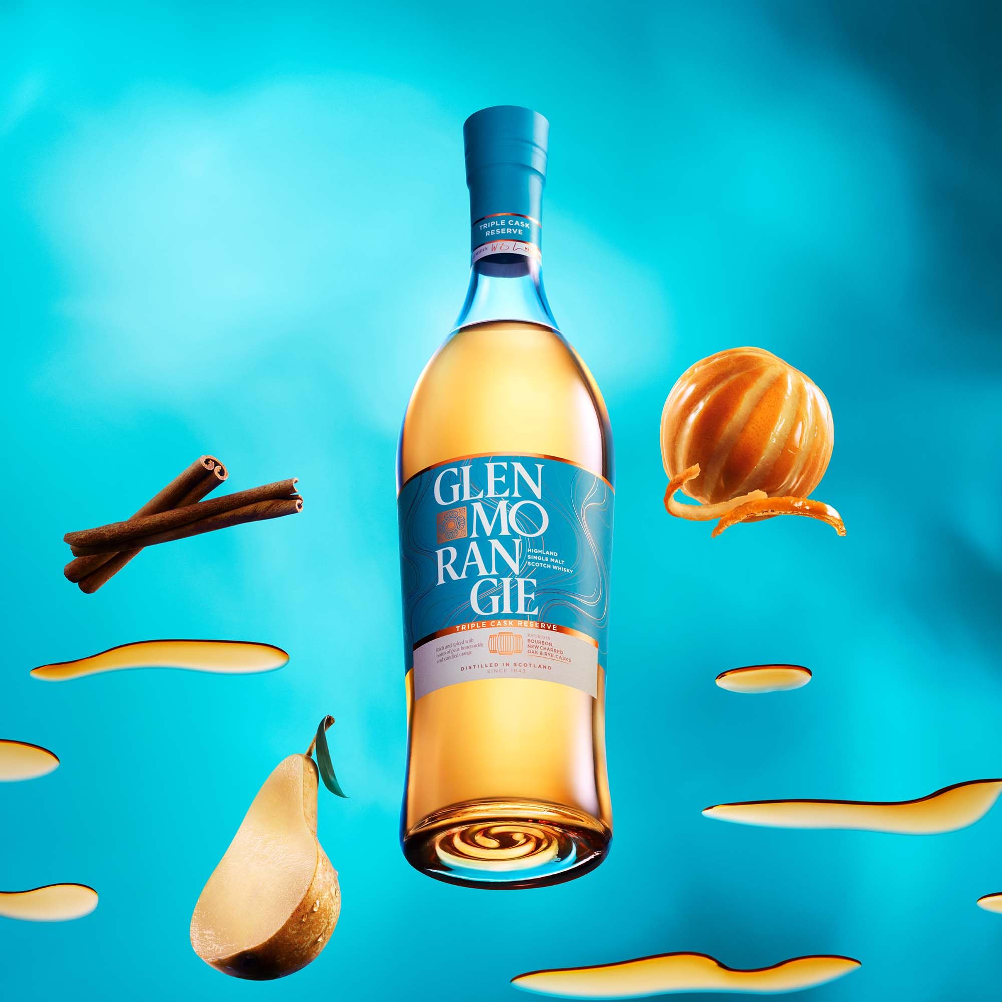 Glenmorangie Triple Cask Reserve Single Malt Scotch Whisky, 70cl, in Geschenkbox | Gereift in Bourbon-, neuen Eichen- & Roggenfässern | Fruchtig, würzig & elegant | Schottische Highlands