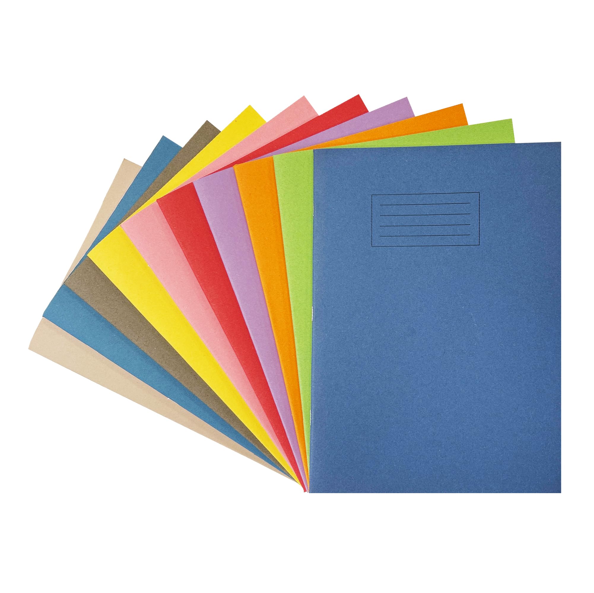 Janrax Pack of 50 A4 Assorted 80 Page Feint Ruled with Margin Exercise Books WF Paper with 225gsm Manilla Cover