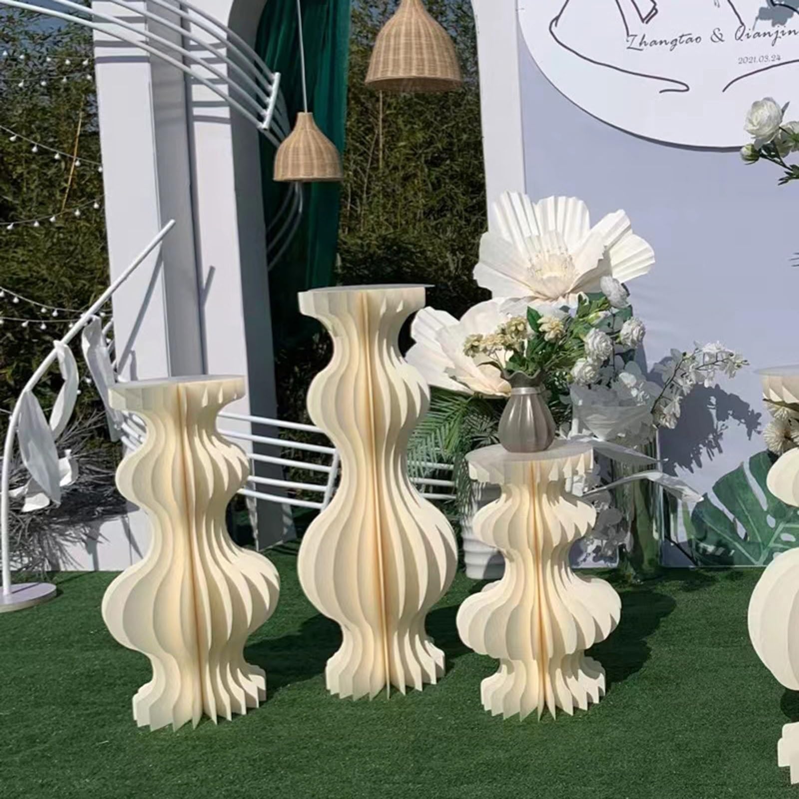 Colonnes en Papier Pliables, Support de présentation, décoration d'événement, Support cylindrique, Socle cylindrique, Accessoires de Mariage pour décoration de fête d'anniversaire de fiançai