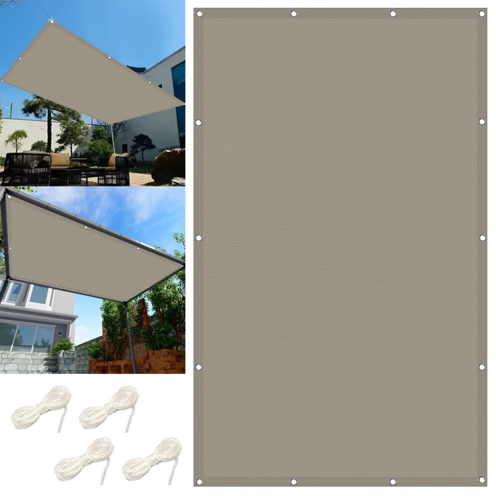 Voile d'ombrage 6 x 7 m rectangulaire pour aménager un patio ombragé en été