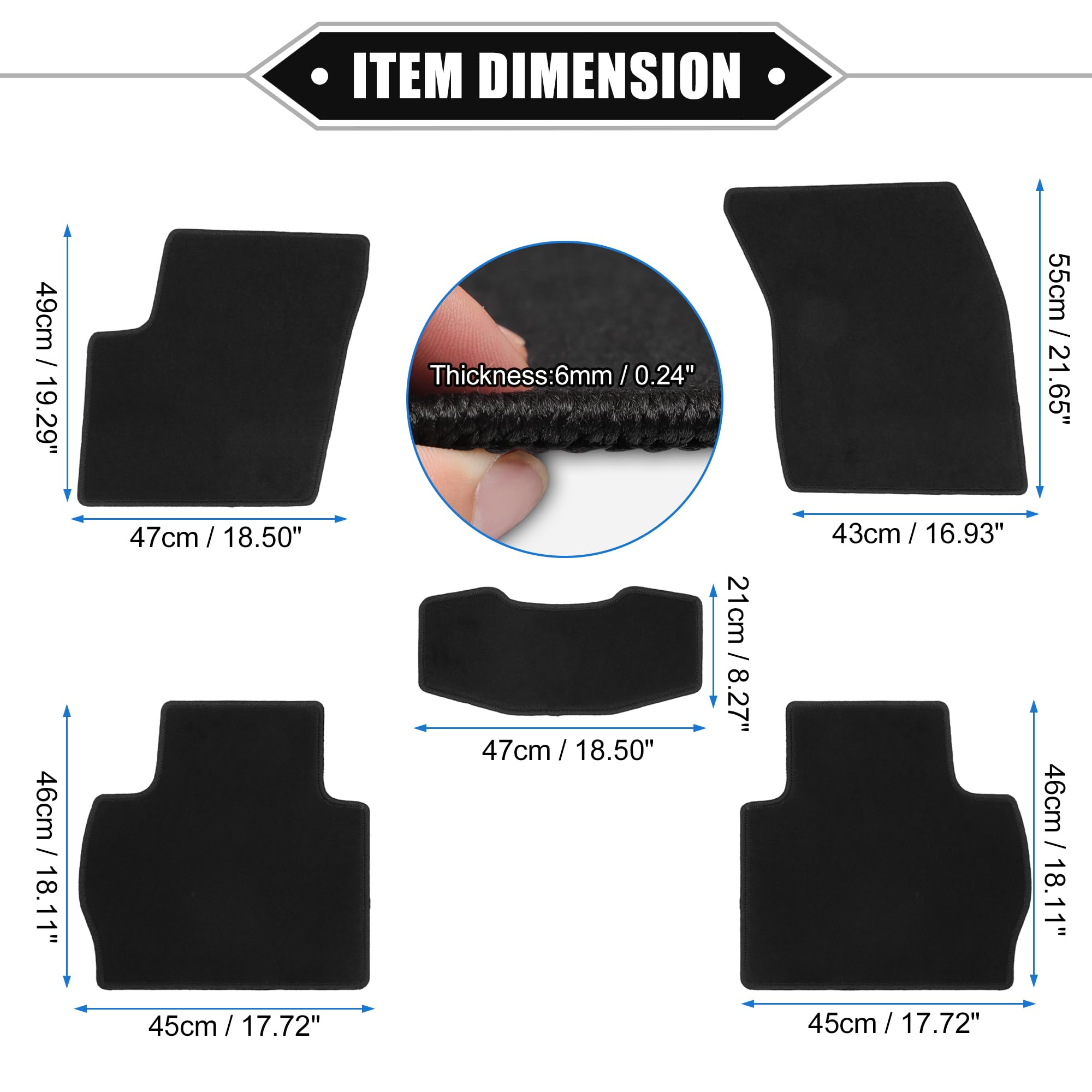 Car Floor Mats Velour For Ford Fiesta Waterproof Black Carpet