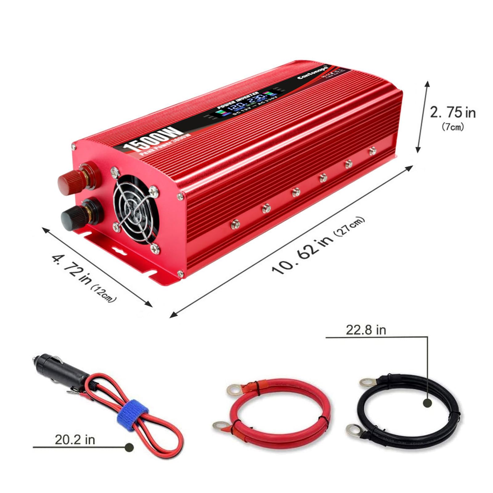 Convertidor de Voltaje 1500W 12V a 220V/230V Onda sinusoidal modificada Inversor de Corriente DC AC Power Inverter Transformador de Voltaje para Coche Camion