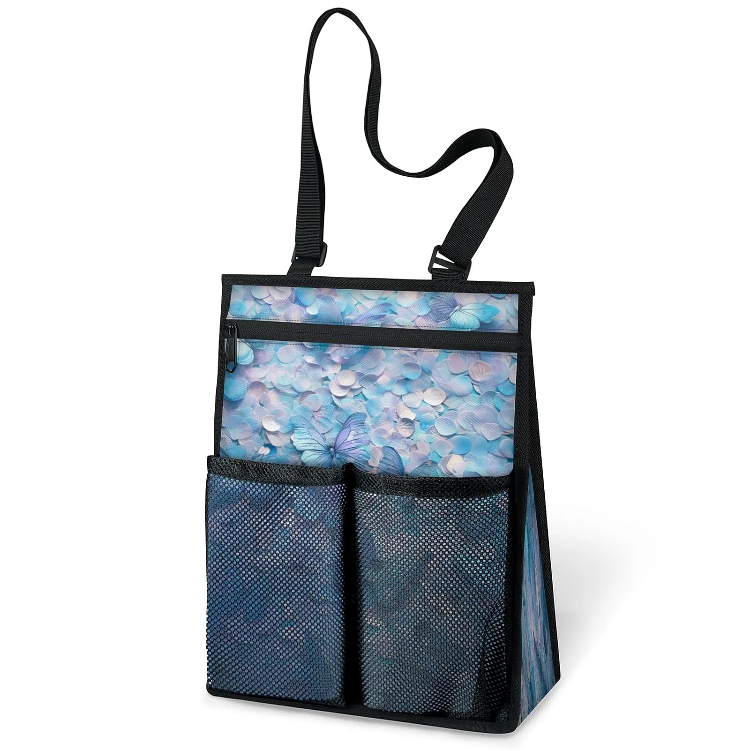Ourtheme 3d Butterflies Portable Shower Bag for Travel Gym Camp Beach Tote Shower Caddy Bags Hanging Toiletry Organizer