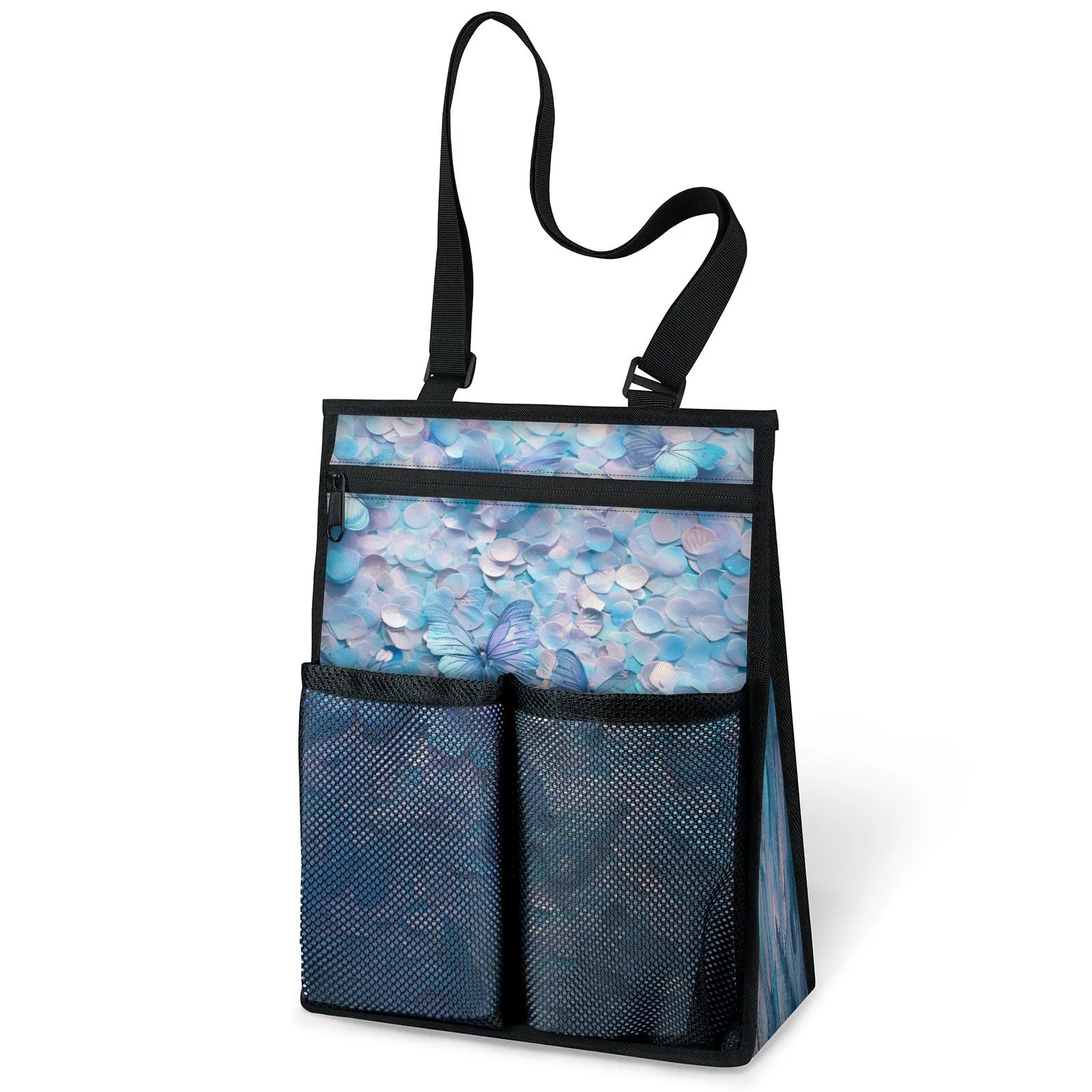 Ourtheme 3d Butterflies Portable Shower Bag for Travel Gym Camp Beach Tote Shower Caddy Bags Hanging Toiletry Organizer