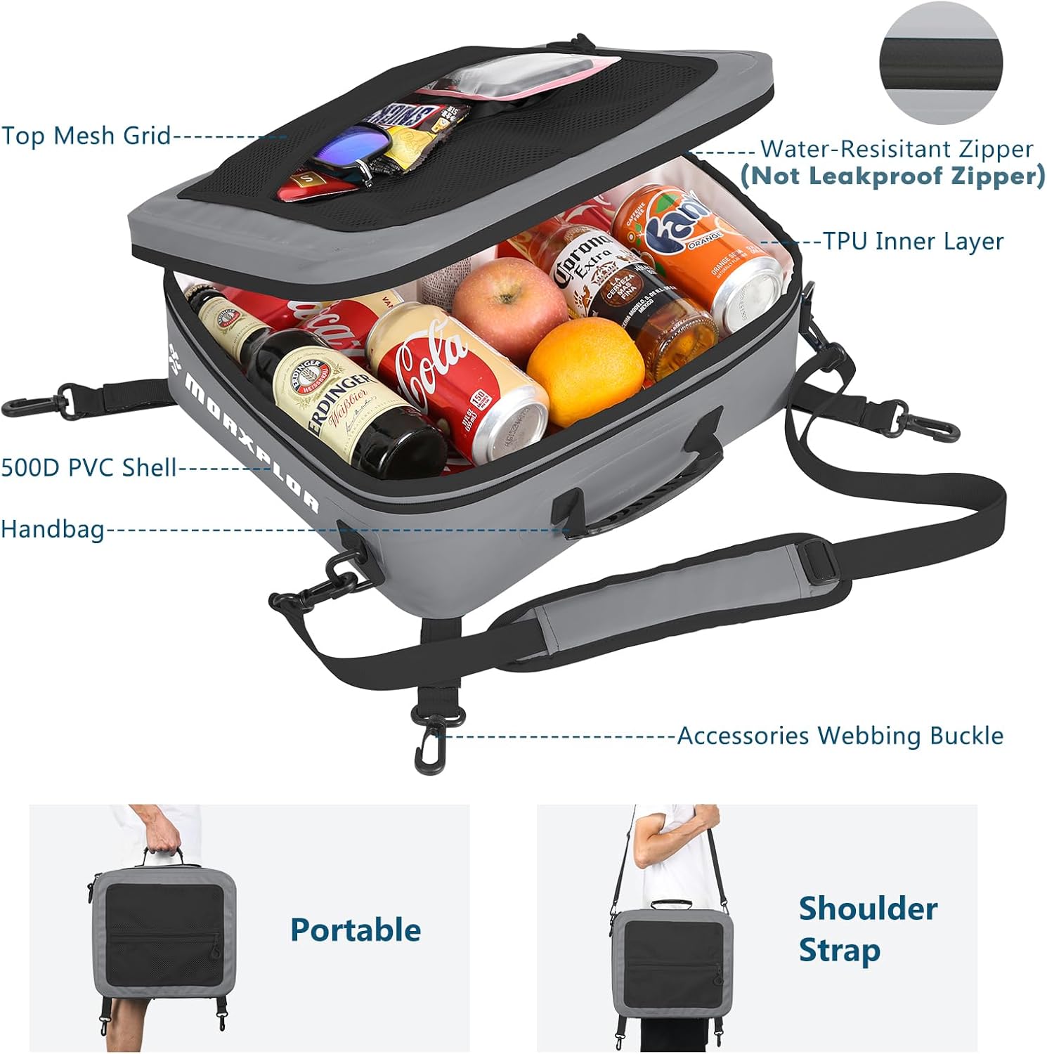 MORXPLOR Waterproof PVC Paddleboard Cooler Deck Bag - 12 Can Soft Insulated Cooler for Paddleboarding, Camping, Kayaking