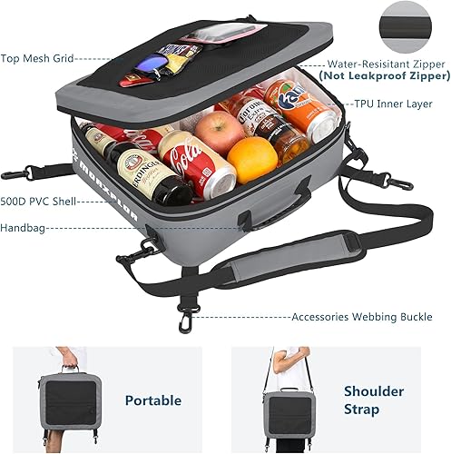 Miniatura 60 de Bolsa térmica impermeable de PVC para paddleboard, 12 latas, enfriador aislado suave para paddleboard, camping, kayak Azul oscuro