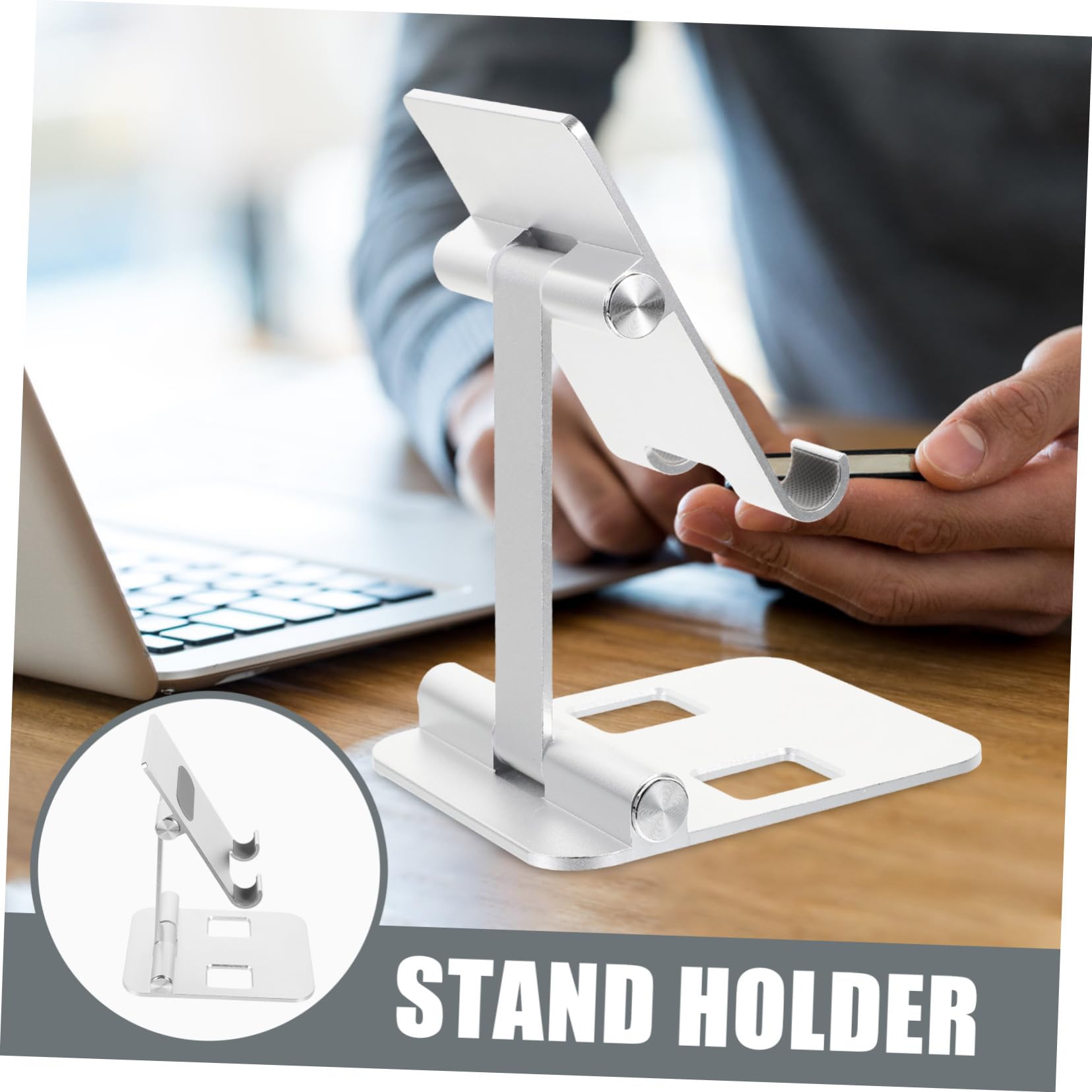 Soporte Móvil de Escritorio Soporte para Teléfono y Tablet PC Estructura Estable y Compatible Mayoría de Dispositivos para Oficina y Hogar