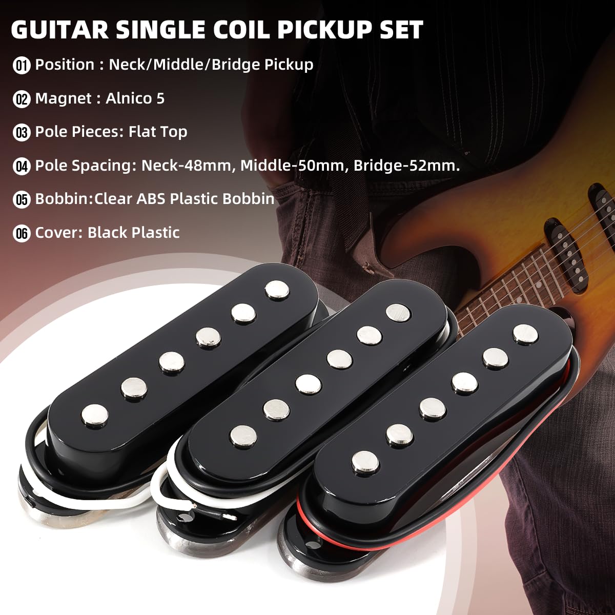 Amazon.com: Domofa Alnico 5 Strat Pickup Single Coil Pickups Set