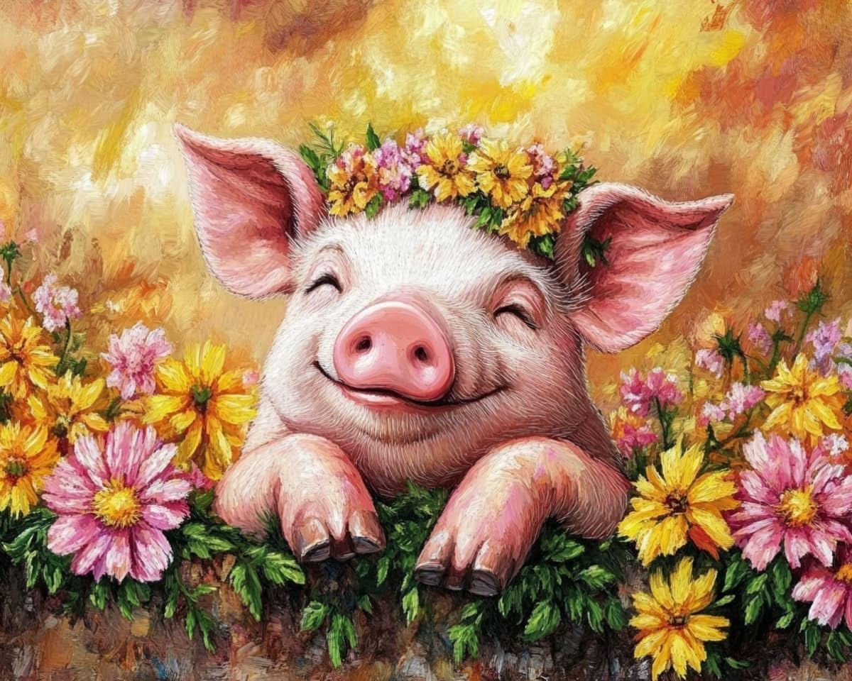 AxiangziK Cross Stitch Kits for Adults 12x16in,Pigs in the Flowerbed Stamped Cross Stitching Ornament Kits for Beginners,Counted Embroidery Needlepoint Home Decor Gift
