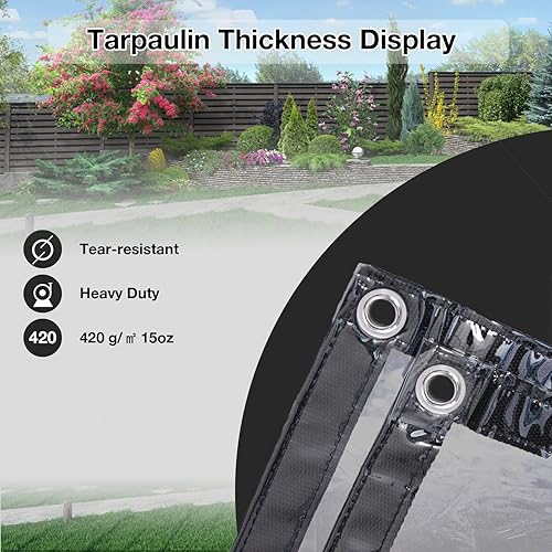 Miniatura 10 de Lona transparente de 8 x 12 pies, lona de PVC de vinilo transparente de 20 mil, lona impermeable, lona de PVC 100% transparente, hojas de plástico