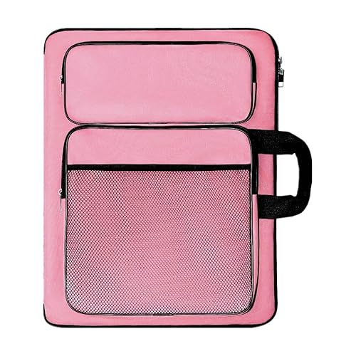 TreochtFUN Art Portfolio kids, Drawing Supply Bag 15x18 In For Children Lesson,Artwork Case Storage Sketchbook,Drawing Pencil,Artist Set. (Pink)