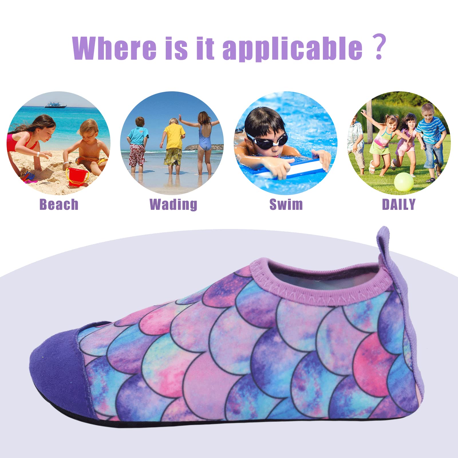 Zapatos de Agua para Niños Escarpines para Niño y Niña Zapatos de Playa Descalzos Antideslizantes Zapatos de Natación para Piscina de Playa