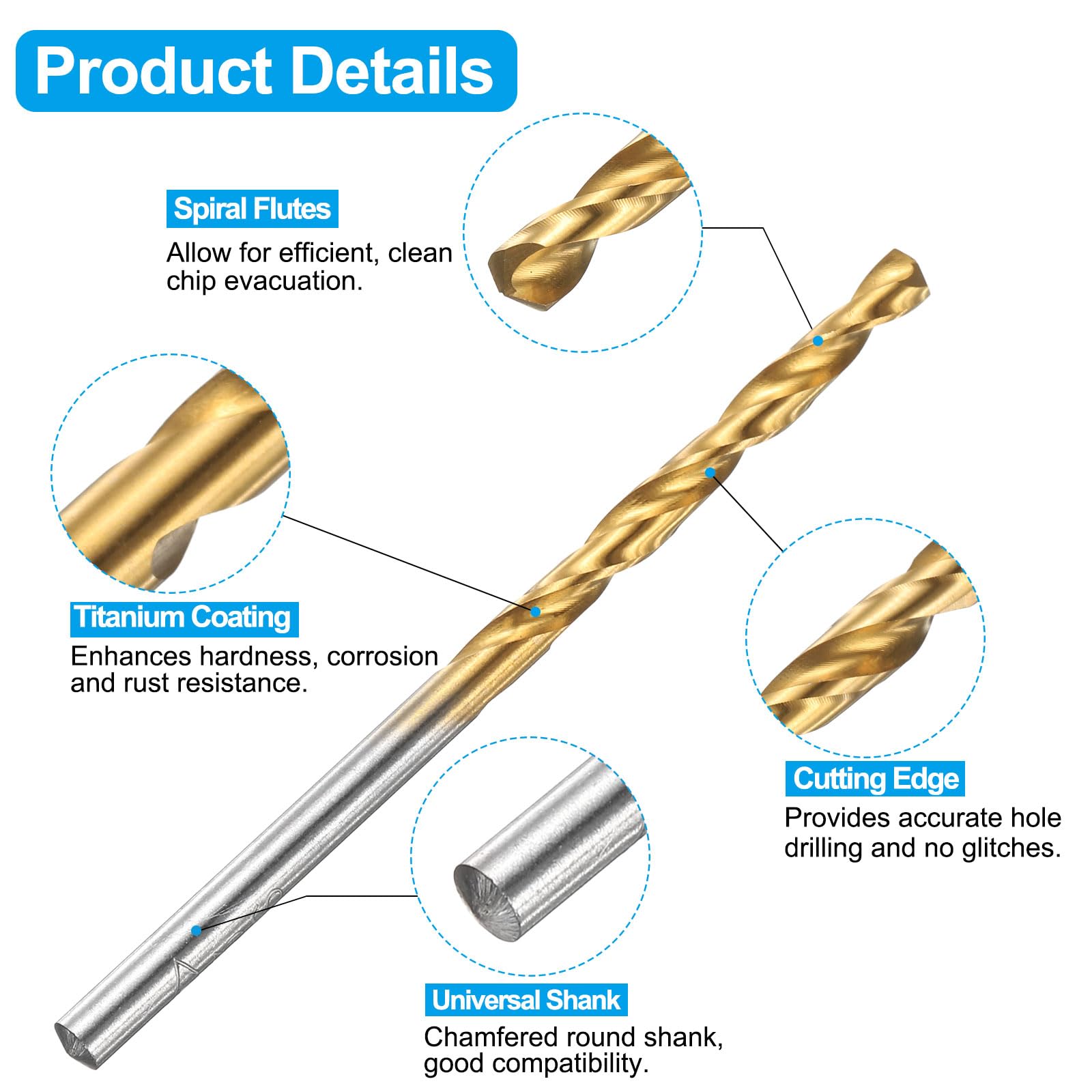 Set di maschi e punte da trapano, 2 maschi per filettatura a spirale metrica M4 x 0,7 e 2 punte elicoidali da trapano da 3,3 mm, kit di utensili per filettatura M35 HSS-CO/HSS-6542 rivestiti in tit