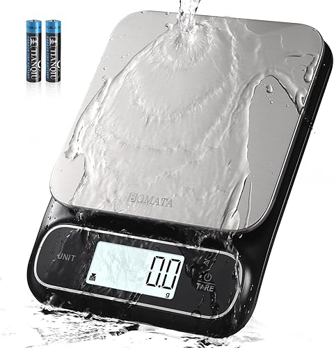 Miniatura 8 de BOMATA Báscula de cocina impermeable IPX6, 0.1 g0.01 oz de alta precisión, 11.0 lbs11 libras, báscula digital con luz de fondo, plataforma de pesaje