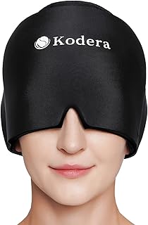 Migraine Relief Cap & Headache Relief Cap, Migraine Ice Head Wrap for Headache Relief, Wearable Migraine Hat for Tension Headache, Puffy Eyes, Sinus & Stress Relief Gel Cold Compress(Black)