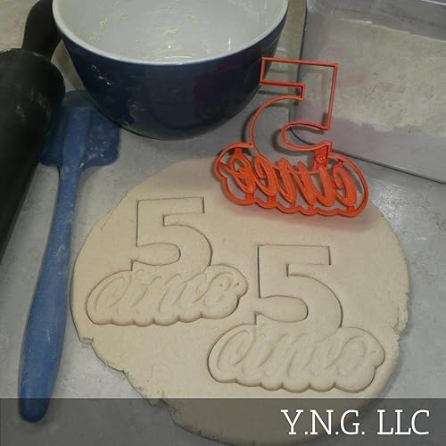 Miniatura 2 de NÚMERO CINCO 5 CON PALABRA CORTADOR DE GALLETAS 3D IMPRESO EN USA PR4125