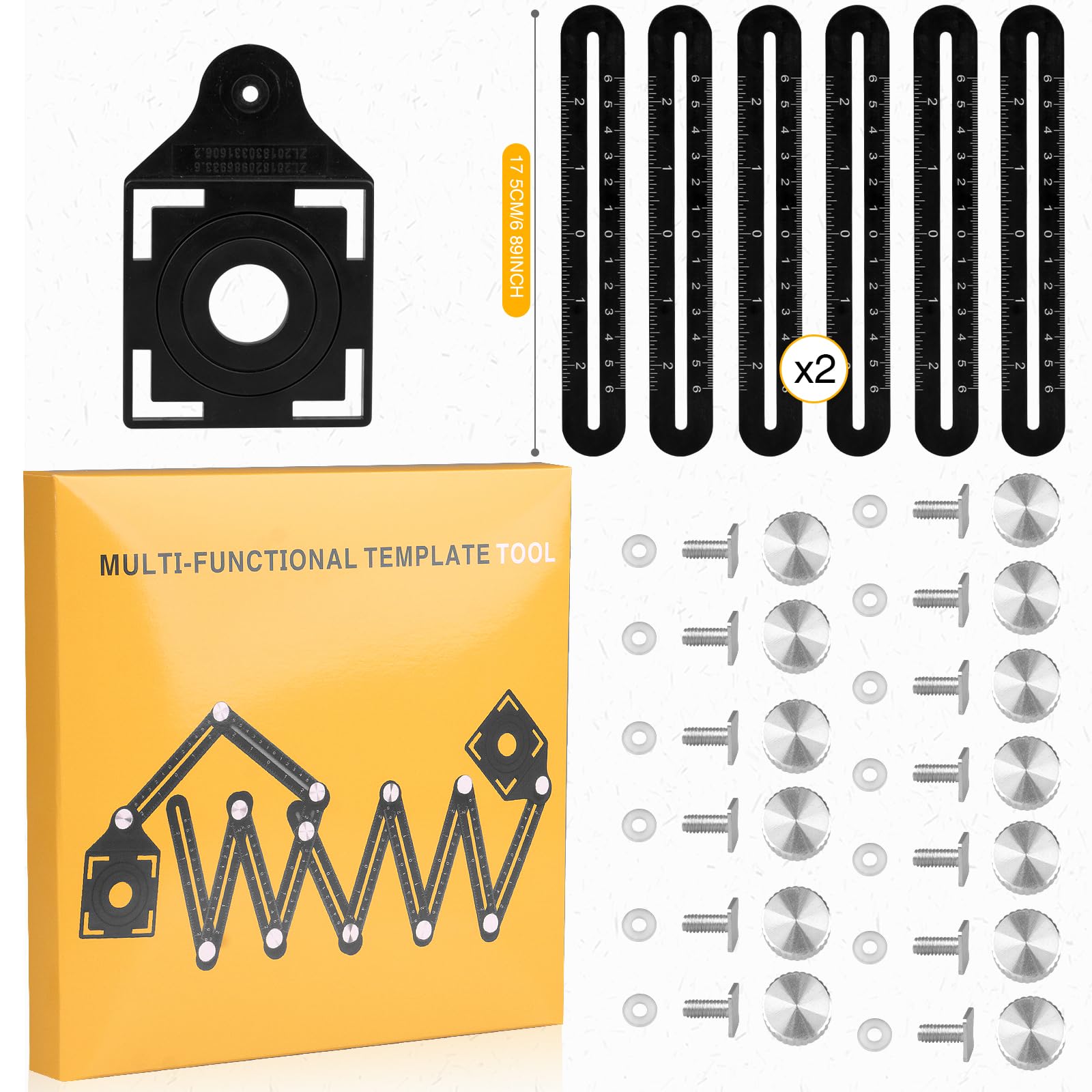 Gabarit d'angle,Outil de carrelage Template Tool Multi Rapporteur 12 sides Outil de mesure en alliage d'aluminium Gabarit d'escalier pour menuisier carreleur avec trous de positionnement