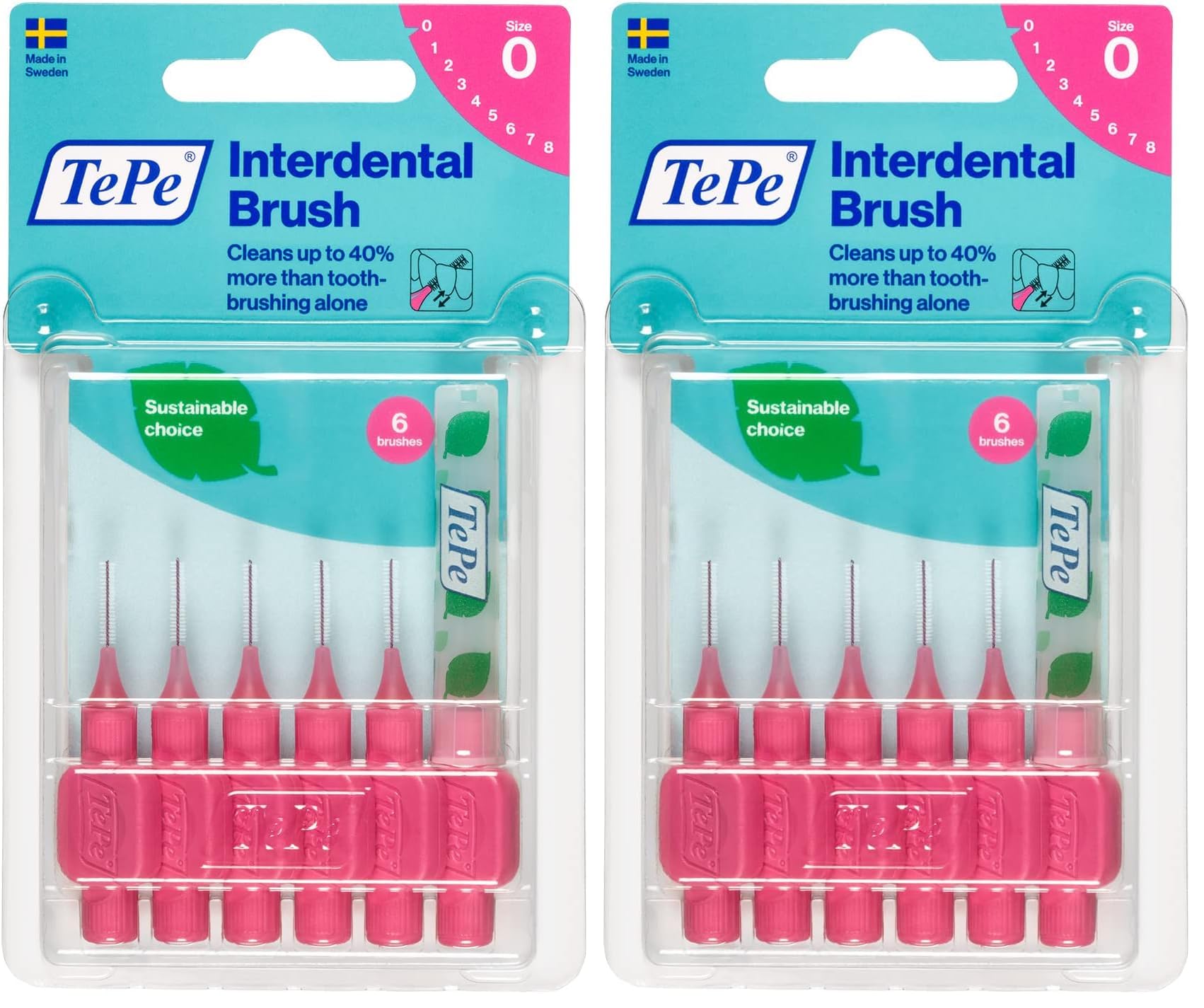 TEPE Blister 0.4 MM 0 Beden Diş Arası Fırçası Pembe (1 x 6 Adet) (2 paketi)