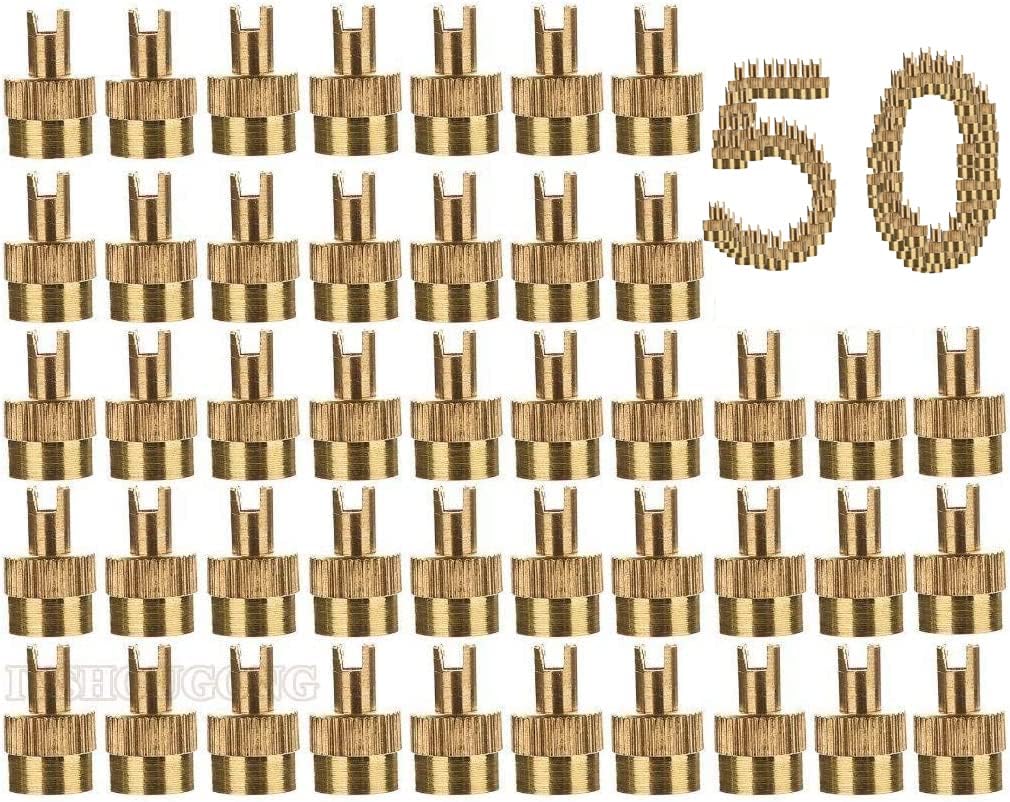 IYSHOUGONG 50 Pcs Motorcyle Car Metal Slotted Head Valve Stem Caps with Valve Core