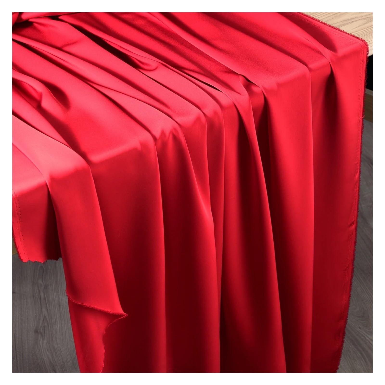 Satin Fabric Double Faced Acetate Satin Fabric Luxury Silk Like Bridal Wedding Dress Cheongsam Evening Gown for Craft(Crimson)