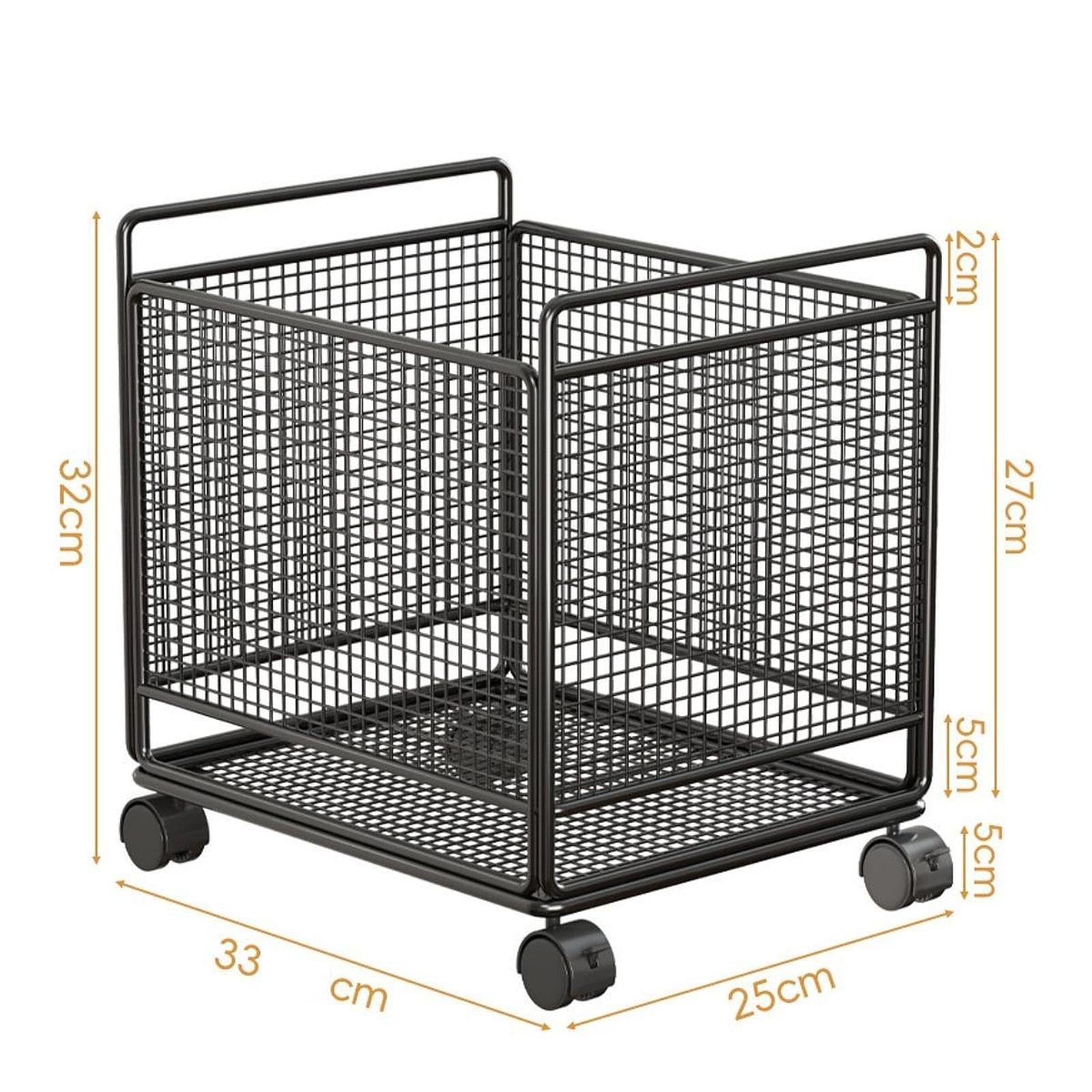 Gralara Carrello Portabiancheria Con Ruote Di 360 Gradi, Ceste per La Biancheria in Ferro, Organizzazione Lavanderia per Letto, Bagno, Lavanderia, Dormitorio, Appartamento, Nero, M