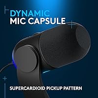 Vista 2 de Logitech G Yeti GX - Micrófono dinámico RGB para juegos, micrófono para podcast con LIGHTSYNC, Blue VO!CE, control G HUB, USB Plug and Play - Negro