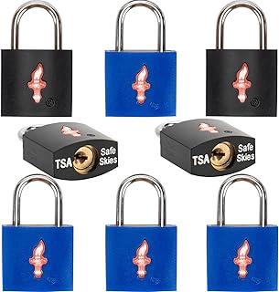 DWOYOW 8 Pack 11/12 Inch Wide TSA Luggage Lock for Luggage, Suitcases & Gun Cases - Solid Brass Security Lock with Colored Shell (8 Colors: Black/Blue)