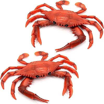 2Pcs Artificial Realistic Crab Toy - Educational Learning Ocean Life Toys Plastic Crab Seafood Toys - Red Crab Decor Animal Planet Sea Toys Ocean - Bath Toys Sea Creatures - Crab Plastic Toy