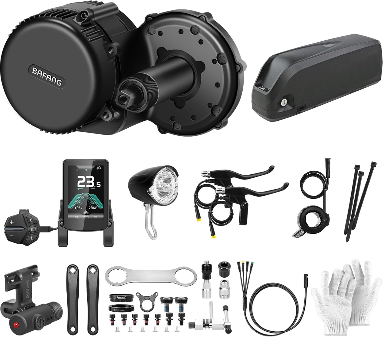 BAFANG BBS01B Central Motor with 500W 48V Battery ebike Conversion Kit G340 Motor with 3.5 Inch G1 Display, 48V 16AH Battery and Charger