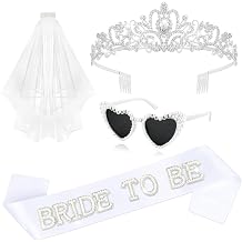 CAVETEE Bride To Be Sash and Crown, Bridal Shower Tiara and Sash Bachelorette Party Decorations for Women