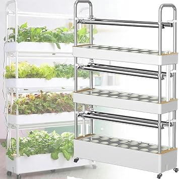 Hydroponics Tower, 48/64 Hole Garden Hydroponic Growing System with LED Grow Light, Planting Spaces PVC Vegetables Aeroponics Grow Kit, for Fruits and Vegetables,64h
