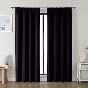 Simplebrand Ava BlackBerry Blackout Curtains for Bedroom 72 Inch Length 2 Panels Set, Privacy Thermal Insulated Rod Pocket Window Curtains for Patio French Door Front Door, W40 x L72 Inch