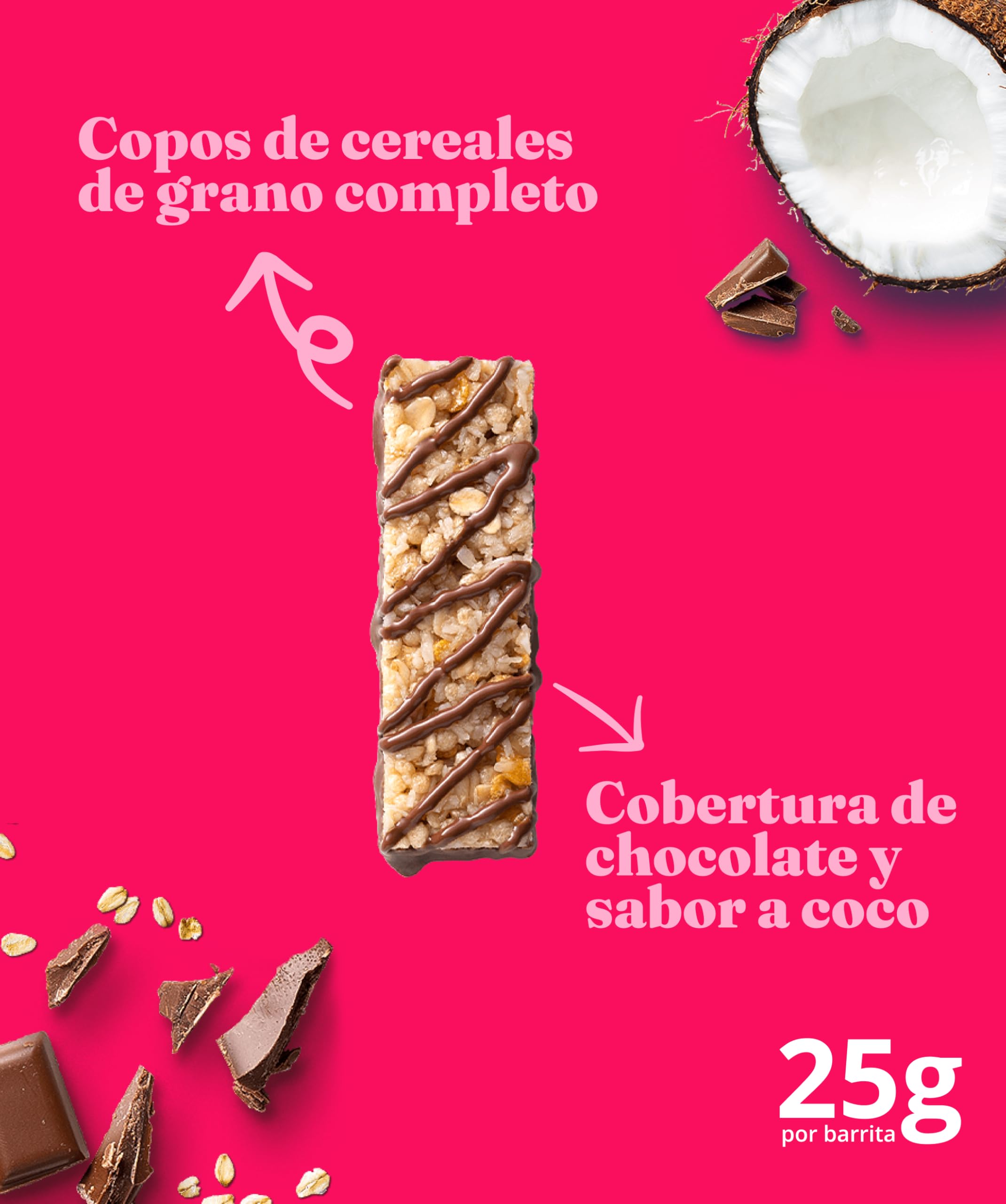 Corny Barritas de Cereales con Chocolate y Coco, Sin aceite de palma ni Conservantes, Pack 6 x 25 gr