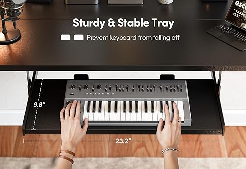 Miniatura 5 de BANTI Escritorio eléctrico de pie ajustable de 48 x 24 pulgadas de altura con bandeja para teclado, escritorio de pie con tablero de empalme, marco