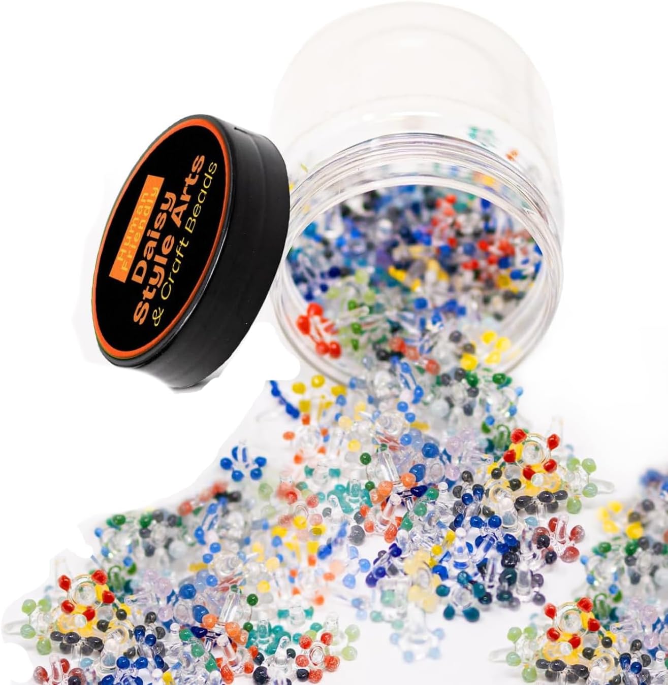 40x Premium Blossom Floral Handcrafted Bead Set for Decor & Crafts - Assorted Colors with Durable Storage Jar