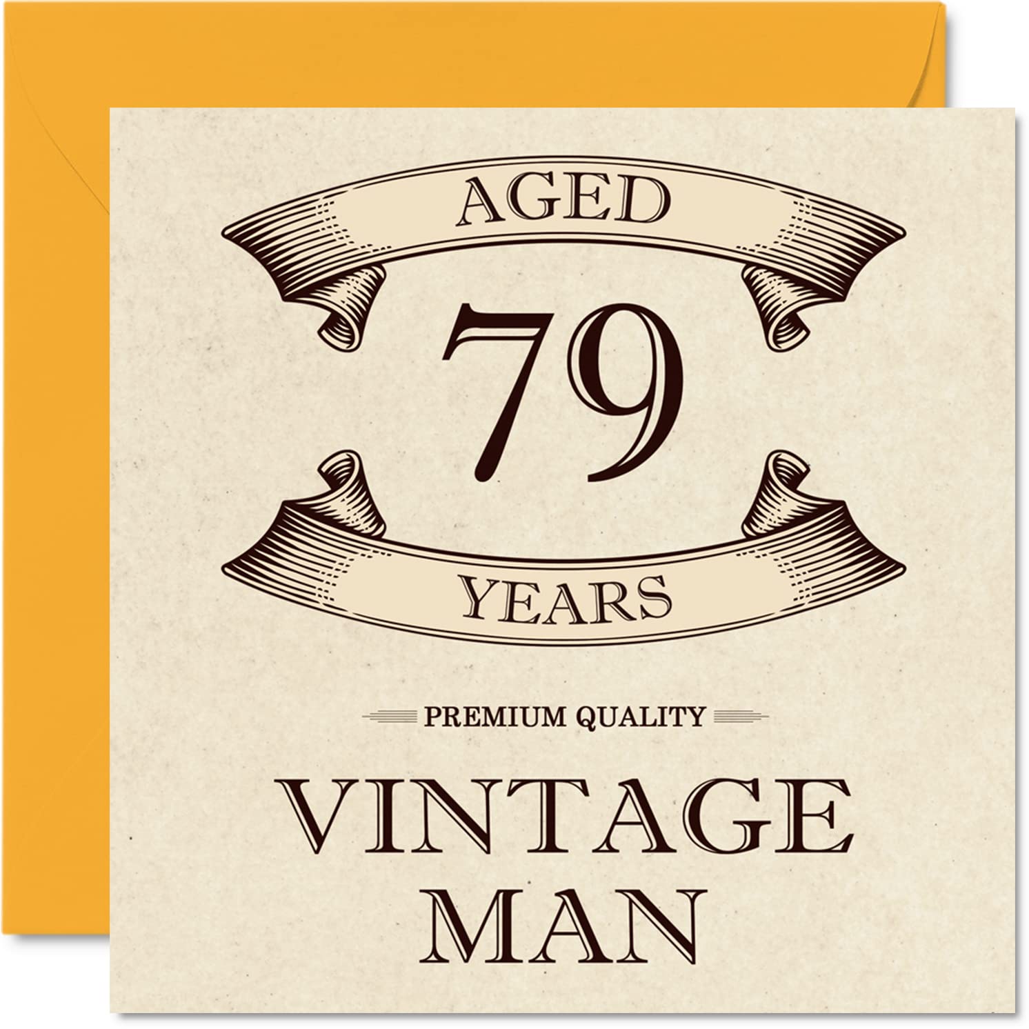 Vintage 79th Birthday Cards for Men - Aged 79 Years - Fun Birthday Card for Grandpa Dad Husband Uncle Brother Grandad, 145mm Greeting Cards, 79th Card