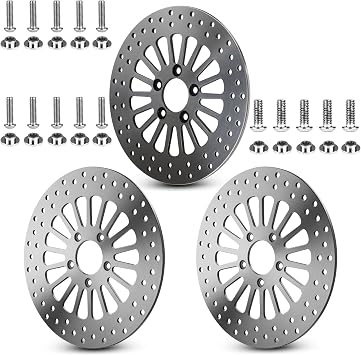 Front and Rear 11.8 Brake Rotors Set for Harley Touring Road King FLHR FLHRC/for Street Glide FLHX/for Electra Glide FLHTC FLHTCU/for Road Glide FLTR FLTRX FLTRU-Polished, with Bolts