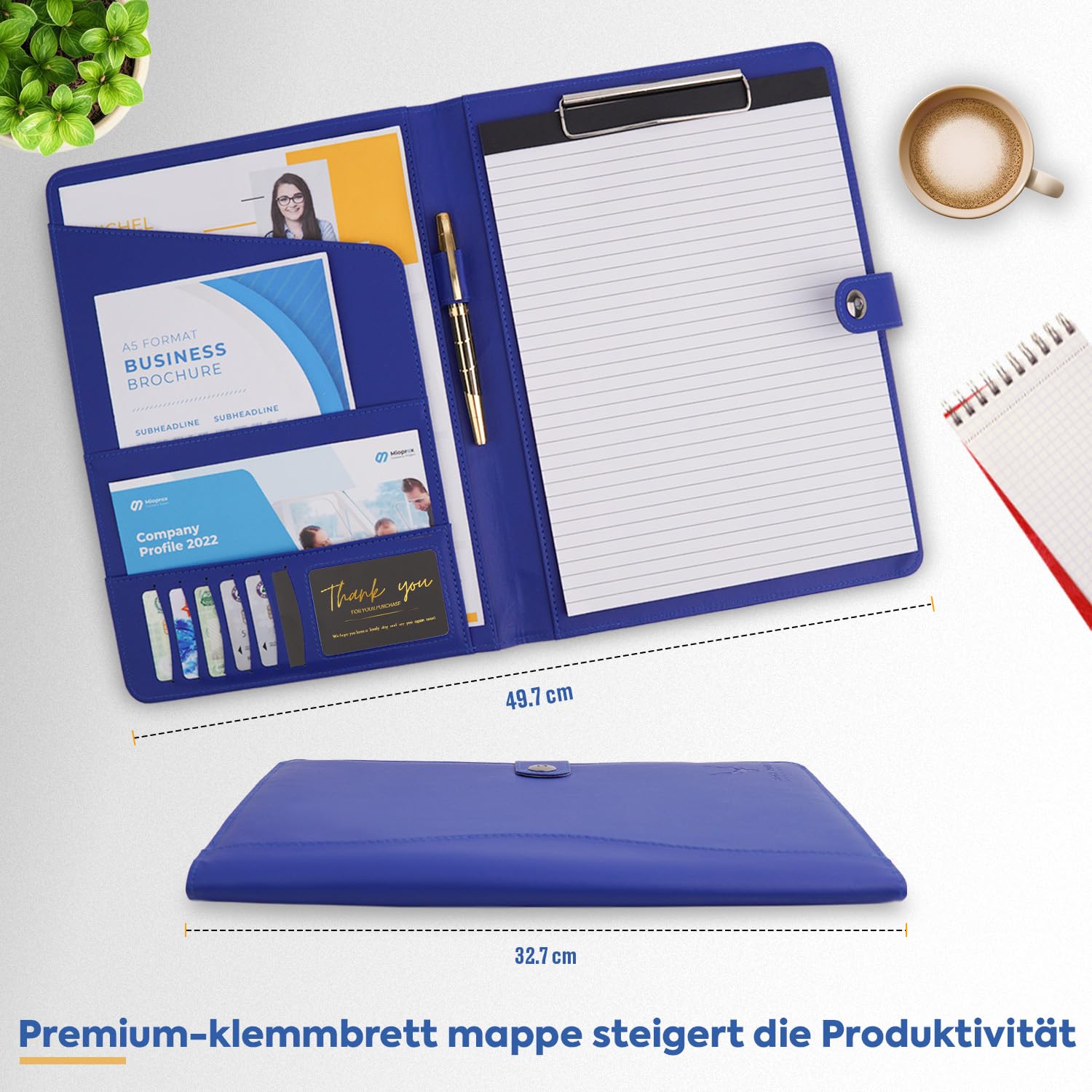 Porte-documents A4 En Cuir Synthétique Vert - 32x50 Cm - Compartiments Multiples - Pour Ordinateur 15"