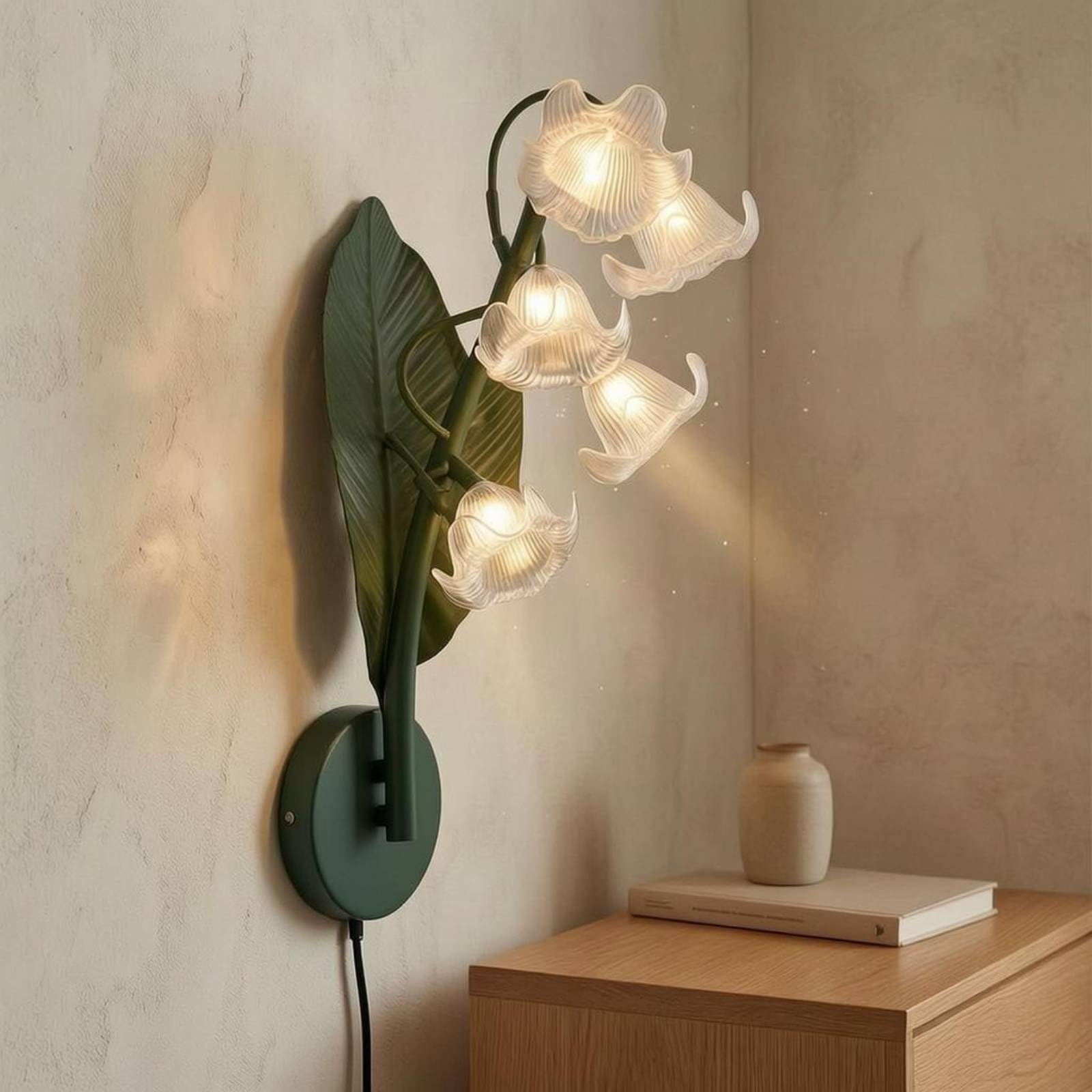 Gralara Aplique de Pared Lámpara de Pared Luz de Pared Lámpara Decorativa Estructura Fijación Mural USB de Fácil Colocación Luz, Transparente, Campanilla De Cristal Transparente
