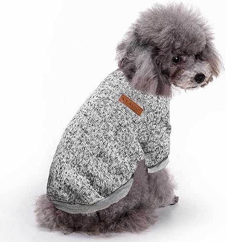 Miniatura 2 de Jecikelon - Ropa para mascotas, suéter suave, cálido y grueso, suéter de invierno para perros (talla M, color gris)