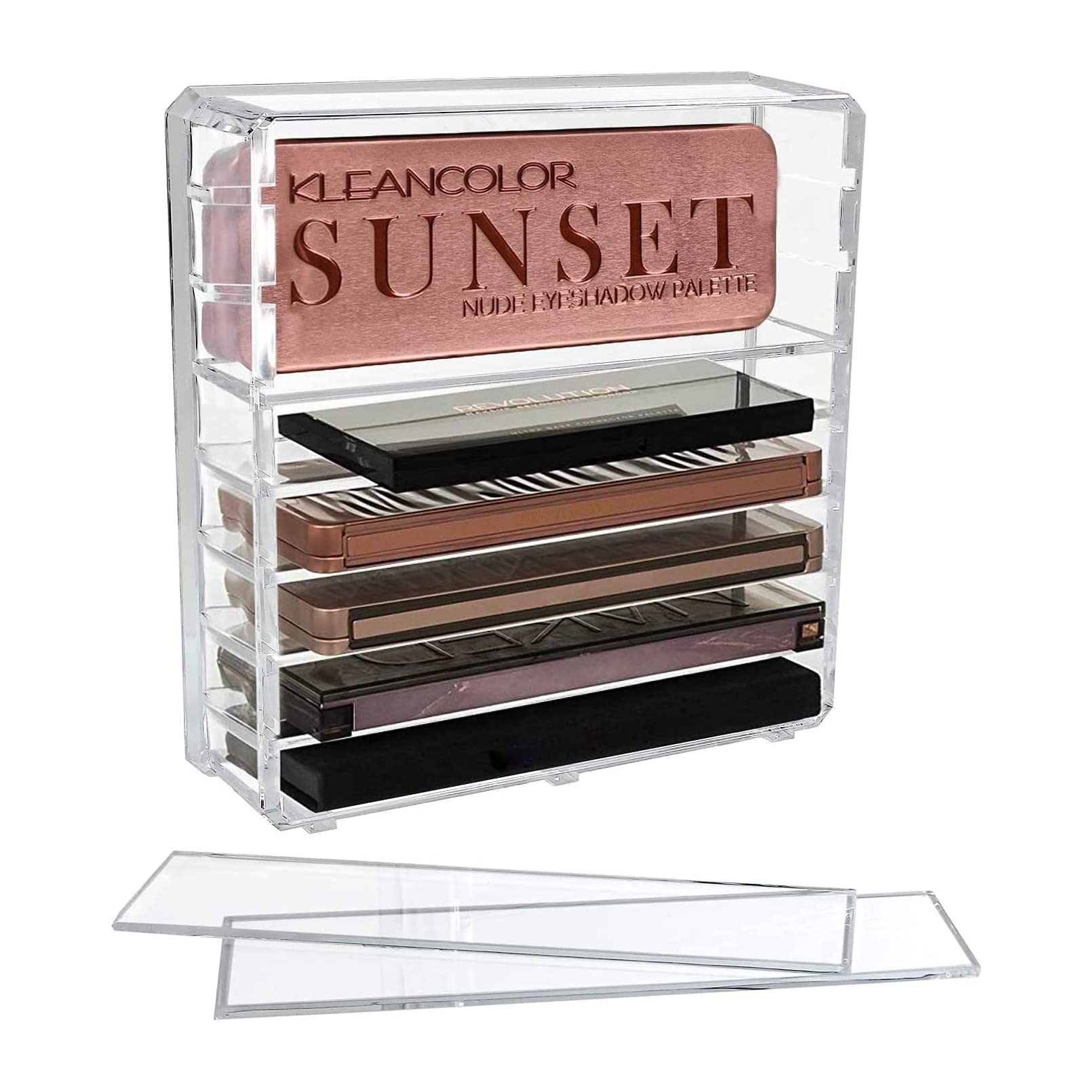 Acrylic Eyeshadow Palette Organizer Cosmetic Makeup Storage Case, 8 Compact Clear Makeup Organizer Storage Makeup Holder Organizer with Removable Divider