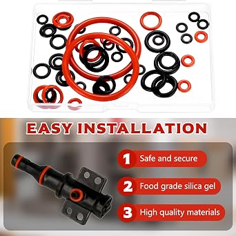50 Pcs Seal Ring for Coffee Machine Brewing Group (Black, Red)