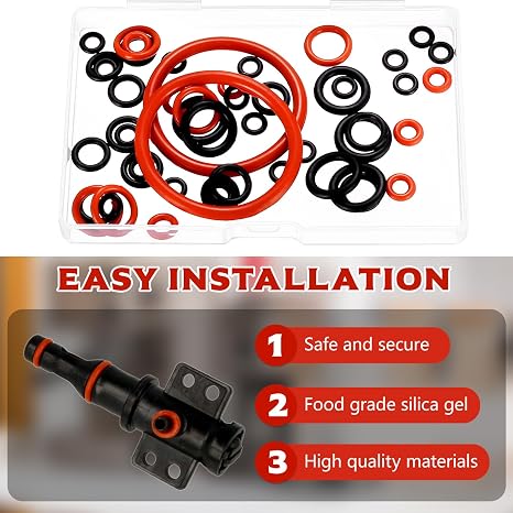 50 Pcs Seal Ring for Coffee Machine Brewing Group (Black, Red)