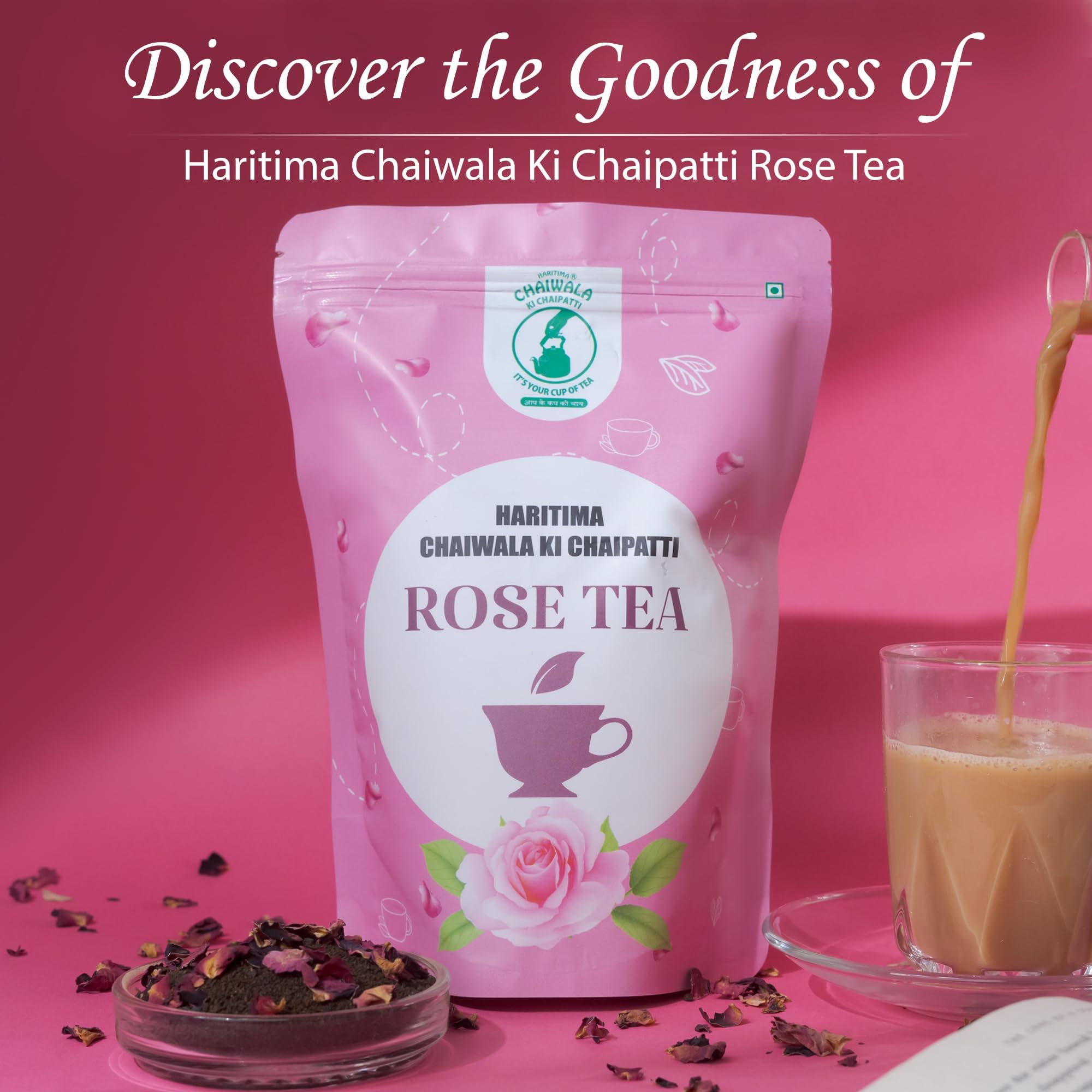 Haritima Chaiwala Ki Chaipatti Rose Tea Perfect Blend of Assam Black Tea and Rose Petals Aromatic Gulaab Chai Anytime beverage - 250gm Each (Pack of 2) 1