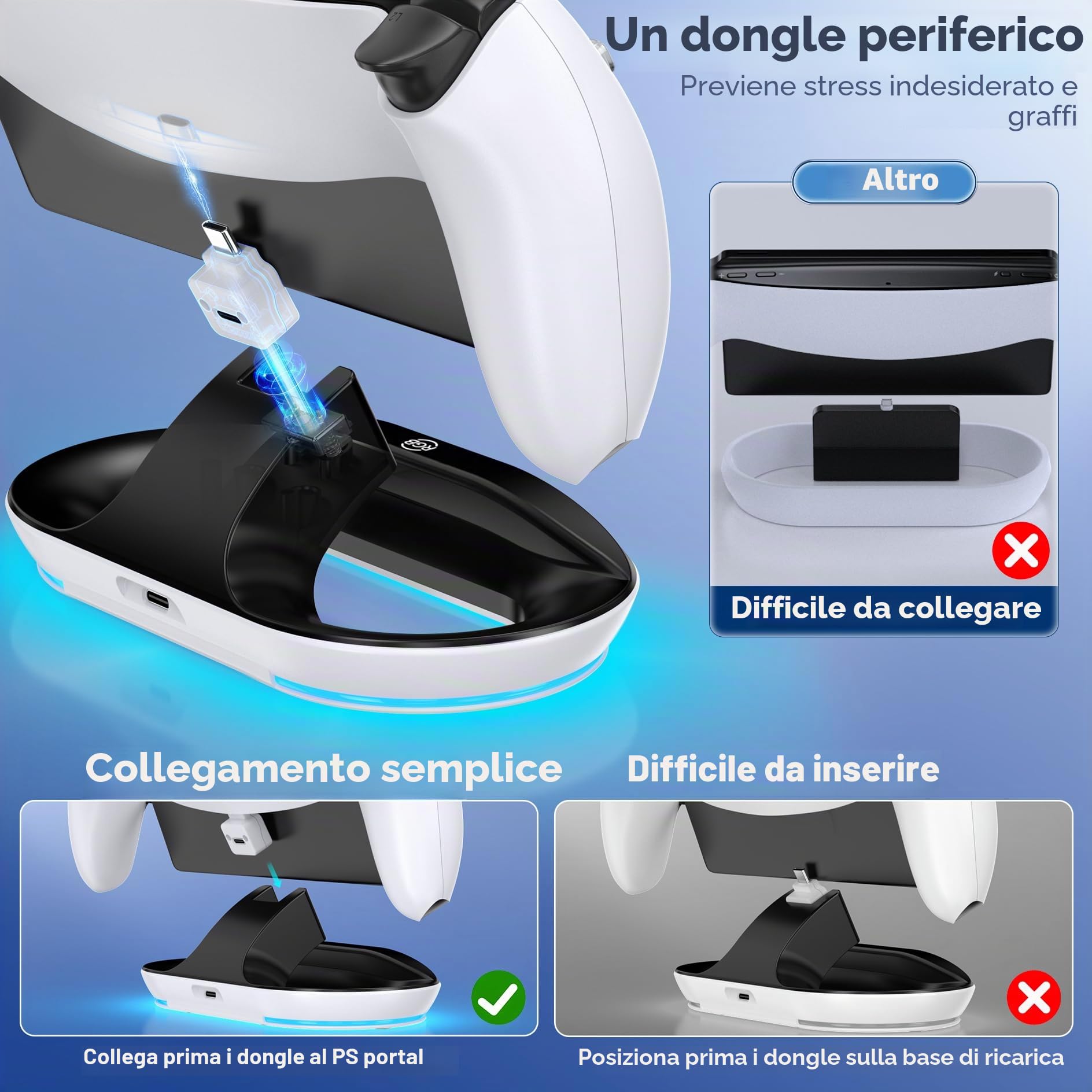 Supporto per PS Portal Caricabatterie Remote Player, Stazione Ricarica PS Portal, Supporto Playstation Portal con Connettore Magnetico, Accessori per Base Ricarica PS Portal