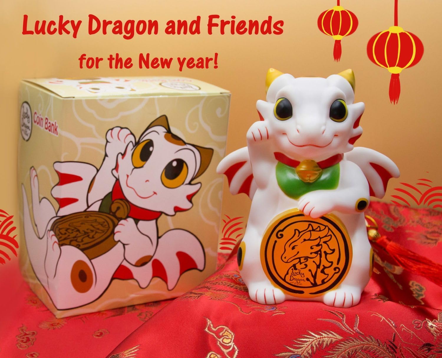 Lucky Dragon Coin Bank, Vinyl Collectible, Unbreakable Plastic Piggy Bank, Good Luck Home Decoration, Year of Dragon